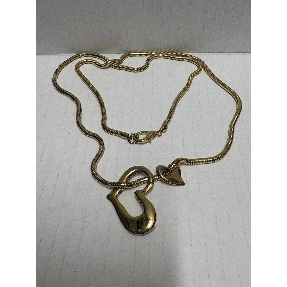 Necklace Gold Tone‎ Heart pendant shiny fashion jewerly